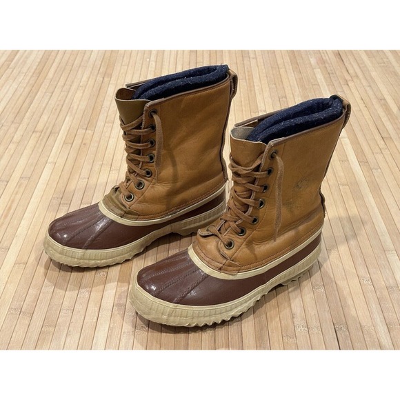 Sorel VTG Cheyenne Rawhide Leather Insulated Rubber Duck Boots Sz 6 / 7 Or 5 M - Picture 2 of 14